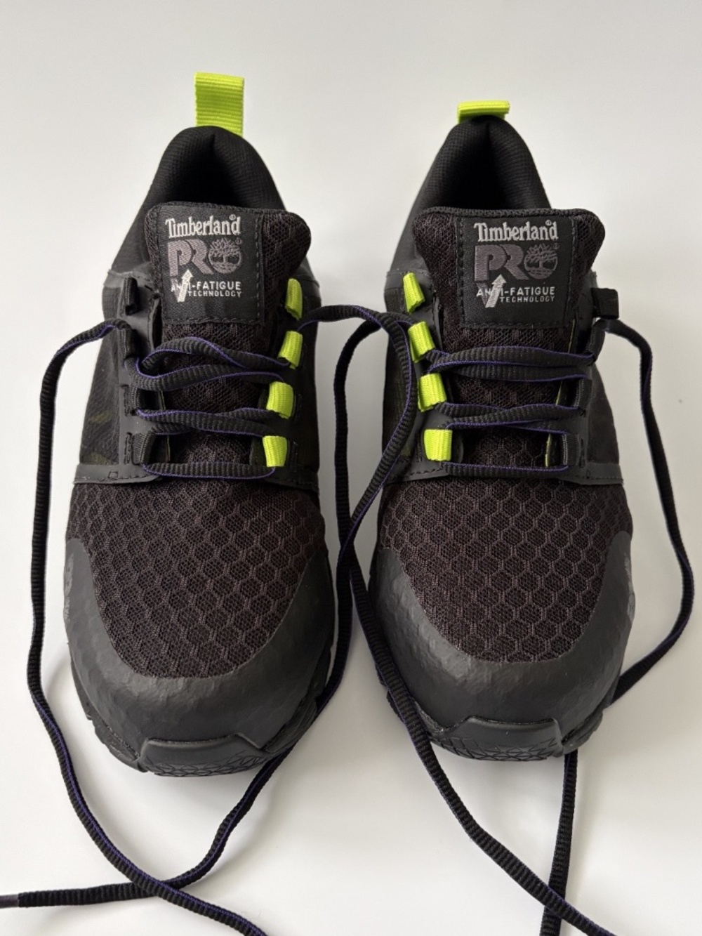 Womens 7W Timberland PRO Anti-Fatigue Work Shoes Black Purple Green Lace-Up